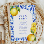 Lemon Italian Amalfi Blue Tile Baby Dusche Einladung