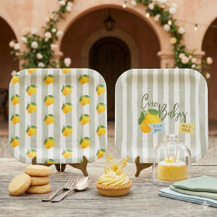 Lemon Italian Amalfi geschlechtsneutrale Babyparty Pappteller