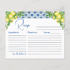 Lemon Italian Blue Tile Brautparty Rezept Card