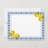 Lemon Italian Blue Tile Brautparty Rezept Card Mitteilungskarte (Rückseite)