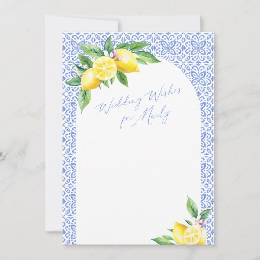 Lemon Italian Blue Tile Positano Blank Card (Vorderseite)