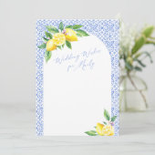 Lemon Italian Blue Tile Positano Blank Card (Stehend Vorderseite)