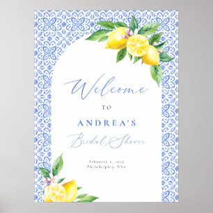 Lemon Italian Blue Tile Positano Brautparty Poster