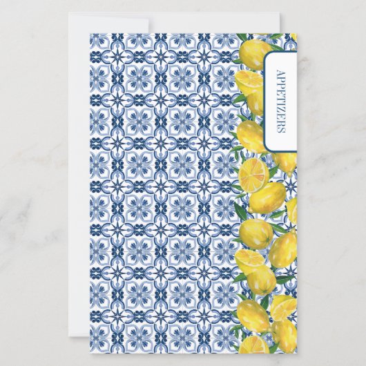 Lemon Italian blue Tile Recipe dividers (Vorderseite)