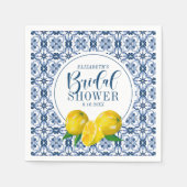 Lemon Italian Blue Tile Wedding Brautparty Serviette (Vorderseite)