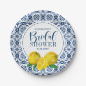 Lemon Italian Blue Tile Wedding Danke Sticker Pappteller (Vorderseite)