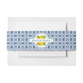 Lemon Italian Blue Tile Wedding Einladungsbanderole (Vorderseite Beispiel)