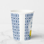 Lemon Italian Blue Tile Wedding Vielen Dank Pappbecher (Rechts)