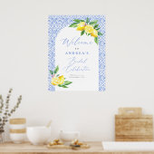 Lemon Italian BlueTile Positano Bridal Celebration Poster (Küche)
