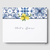 Lemon Italian Tile Mediterranean Wedding Gästebuch (Rückseite)