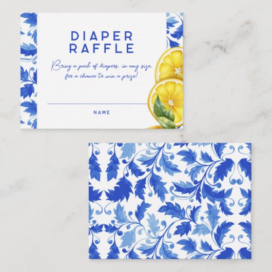 Lemon Italienische Amalfi Babydusche Windelwanne Visitenkarte (Vorne/Hinten)