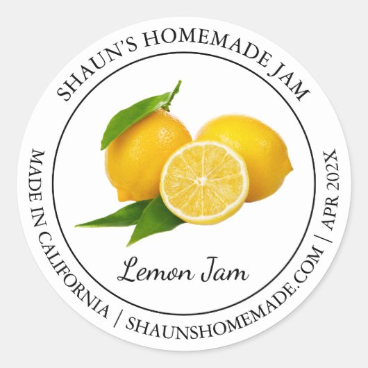 Lemon Jam Modern Label Runder Aufkleber (Vorderseite)