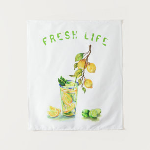 Lemon Juice Drink Lemonade Summer Party Tapestory Wandteppich