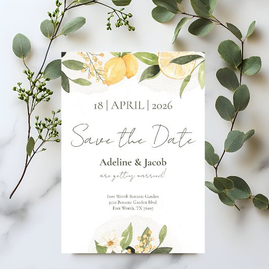 Lemon Kissed Save-the-Date-Karte Save The Date