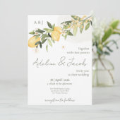 Lemon Kissed Wedding Invitation Einladung (Stehend Vorderseite)
