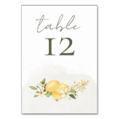 Lemon Kissed Wedding Table Number Card Tischnummer (Vorderseite)