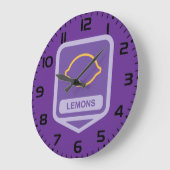 Lemon Kontur Lila und Gelb Große Wanduhr (Winkel)