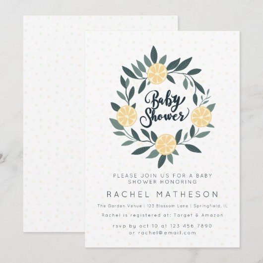 Lemon-Krandusche Einladung (Vorne/Hinten)