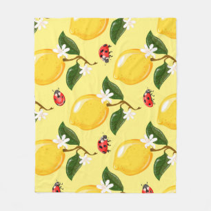 Lemon Ladybug: Tropisch Gelbes Muster. Fleecedecke