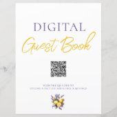 Lemon Lavender Digital Guest Book QR Code-Zeichen (Vorderseite)