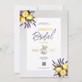 Lemon Lavender QR Code Bridal Dusche Einladung (Vorderseite)