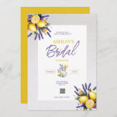 Lemon Lavender QR Code Bridal Dusche Einladung (Vorne/Hinten)