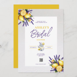 Lemon Lavender QR Code Bridal Dusche Einladung