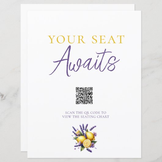 Lemon Lavender QR-Code-Seekartenzeichen (Vorne/Hinten)