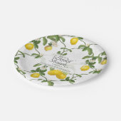Lemon Leaf Blume Citrus Summer Brautparty Pappteller (Schrägansicht)