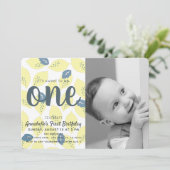 Lemon & Leaf Foto 1. Geburtstagsfeier Party Einlad Einladung (Stehend Vorderseite)