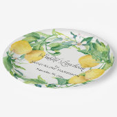 Lemon Leaf Greenery Floral Wreath Bridal Luncheon Pappteller (Schrägansicht)