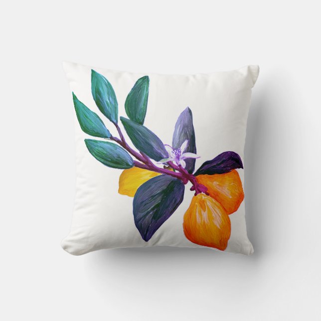 Lemon Leaf Pillow | Artistic Citrus Garden  Kissen (Vorderseite)
