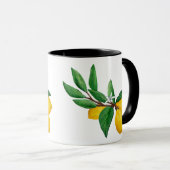 Lemon Leaf Watercolor Black Design | Fresh Citrus Tasse (VorderseiteRechts)