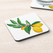 Lemon Leaf Watercolor Design | Fresh Citrus Getränkeuntersetzer (Linke Seite)