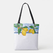 Lemon Leaf Watercolor Tote | Blue Amalfi Citrus Tasche (Rückseite)