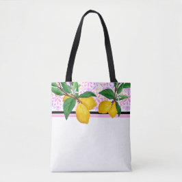 Lemon Leaf Watercolor Tote | Pink Amalfi Citrus Tasche