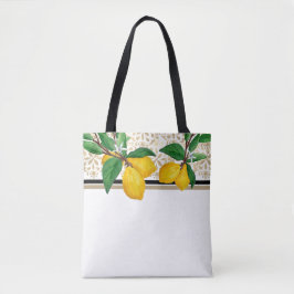 Lemon Leaf Watercolor Tote | Taupe Amalfi Citrus Tasche