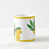 Lemon Leaf Watercolor Yellow Line Design | Citrus  Kaffeetasse (Mittel)