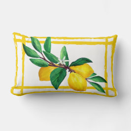 Lemon Leaves Citrus Yellow Green Leaf Lattice Lendenkissen