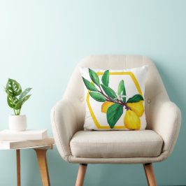 Lemon Leaves Citrus Yellow Green Leaf Modern Kissen