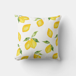 Lemon Leaves Summer Yellow Throw Pillow Kissen