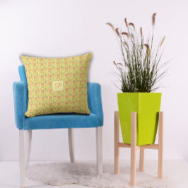 Lemon leaves white yellow orange Pattern  Kissen