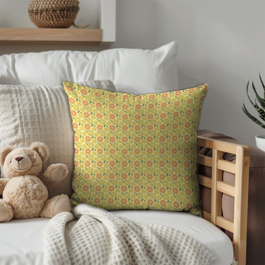 Lemon leaves white yellow Pattern  Kissen