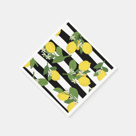 Lemon Lemons Gelbe schwarze Streifen Serviette (Ecke)