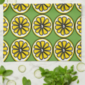 Lemon Lemons Slice Green Yellow Kitchen Dish Towel Küchentuch (Gefaltet)