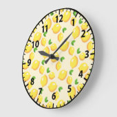Lemon Lemons Summer Frucht Yellow Wall Clock Große Wanduhr (Winkel)