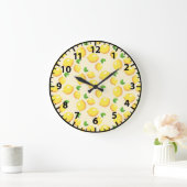 Lemon Lemons Summer Frucht Yellow Wall Clock Große Wanduhr (Zuhause)