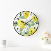 Lemon Lemons Summer Frucht Yellow Wall Clock Große Wanduhr (Zuhause)