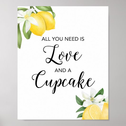 Lemon Liebe & a Cupcake Brautparty Zeichen Poster (Vorne)