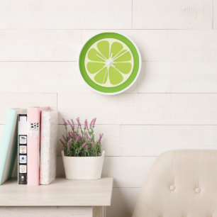 Lemon Lime Green Juicy Citrus Fruit Slice Kitchen Uhr